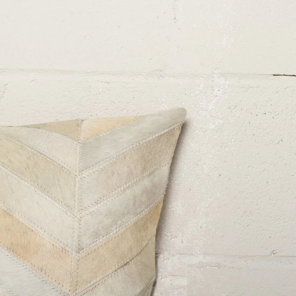 Natural Home Decor Torino Chevron Cowhide Pillow | 2-Piece | Natural | 18